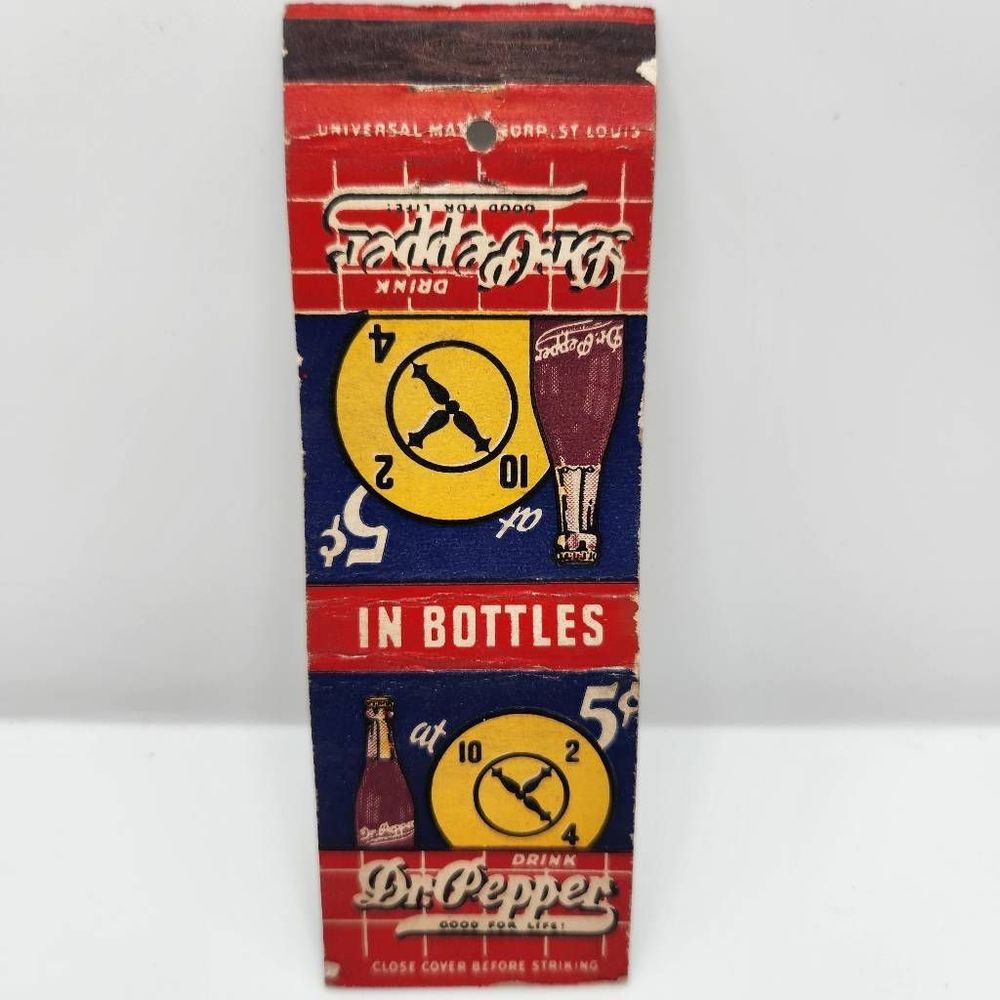 Vintage Matchcover Dr Pepper In Bottles 10-2-4